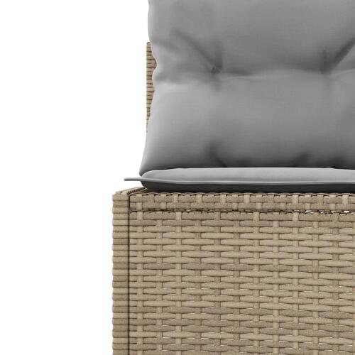 Havesofa med hynder halvrund polyrattan beige
