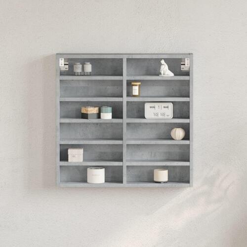 Vitrineskab 60x8,5x58 cm konstrueret træ betongrå
