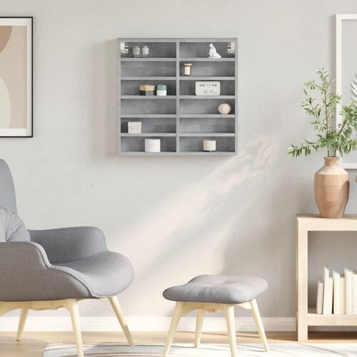 Vitrineskab 60x8,5x58 cm konstrueret træ betongrå
