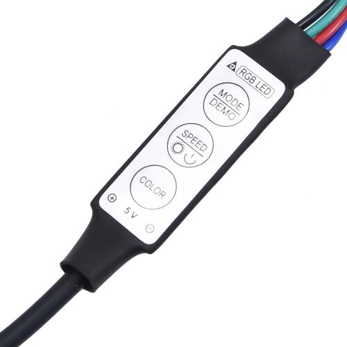Væghængt sengebord med LED-lys sort