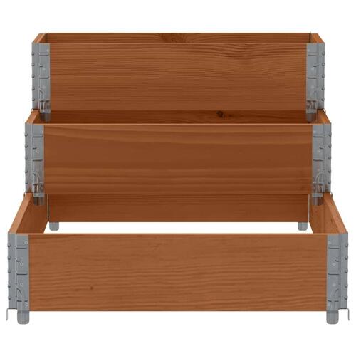 Højbed 120x80 cm 3 niveauer massivt fyrretræ brun
