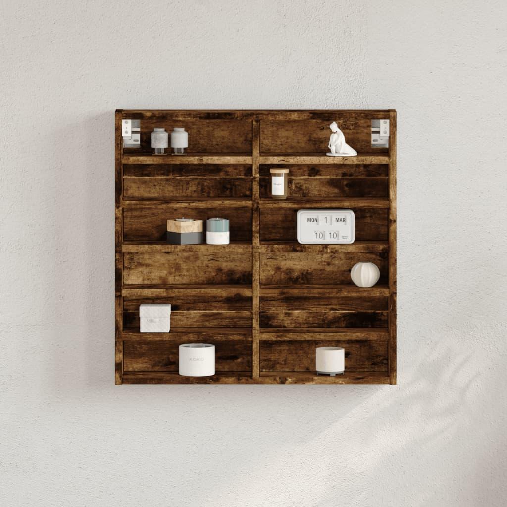 Vitrineskab 60x8,5x58 cm konstrueret træ røget egetræsfarve