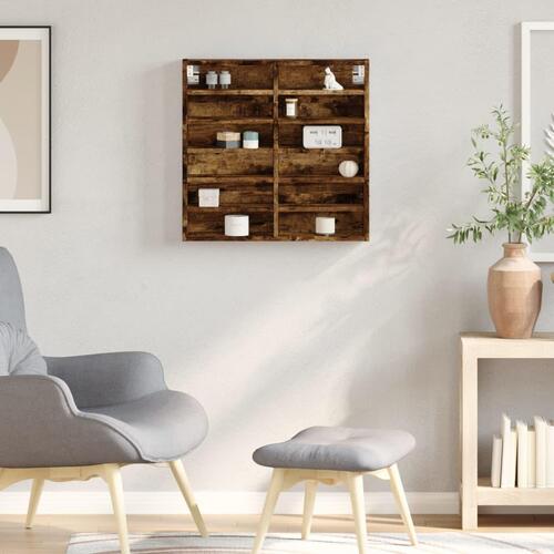 Vitrineskab 60x8,5x58 cm konstrueret træ røget egetræsfarve