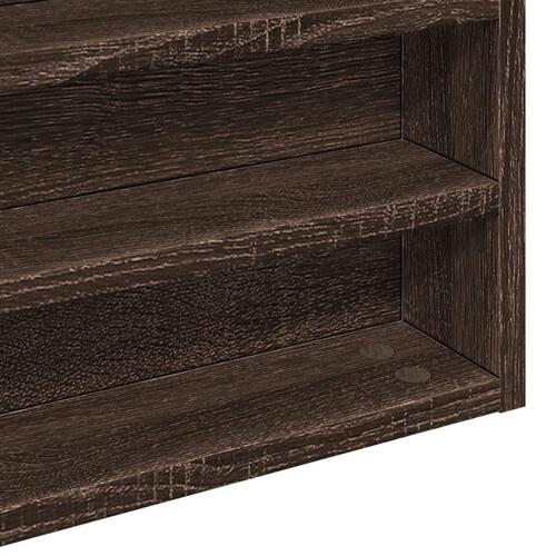 Vitrineskab 60x8,5x58 cm konstrueret træ brun egetræsfarve