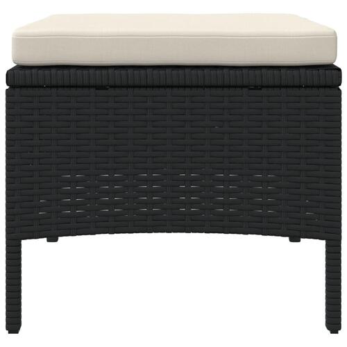 2-personers havesofa med bord og skamler polyrattan sort