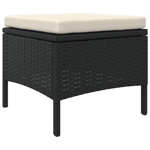 2-personers havesofa med bord og skamler polyrattan sort