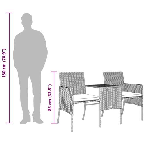2-personers havesofa med bord og skamler polyrattan sort