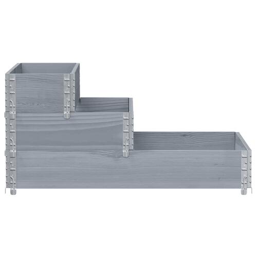 Højbed 120x80 cm 3 niveauer massivt fyrretræ grå
