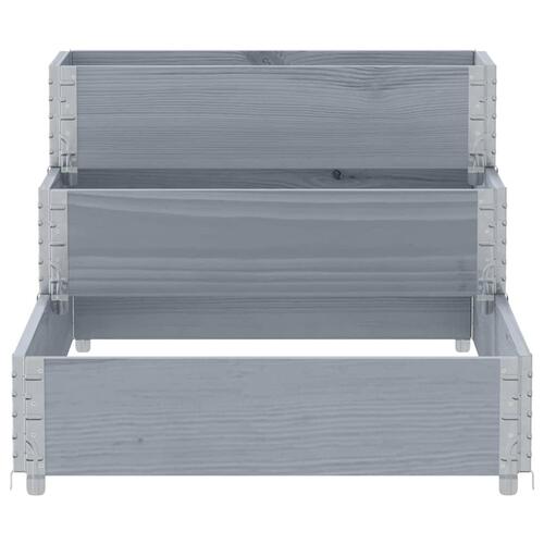 Højbed 120x80 cm 3 niveauer massivt fyrretræ grå