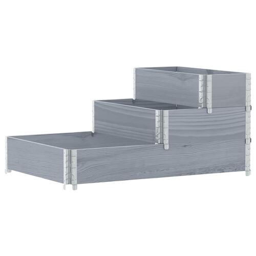 Højbed 120x80 cm 3 niveauer massivt fyrretræ grå