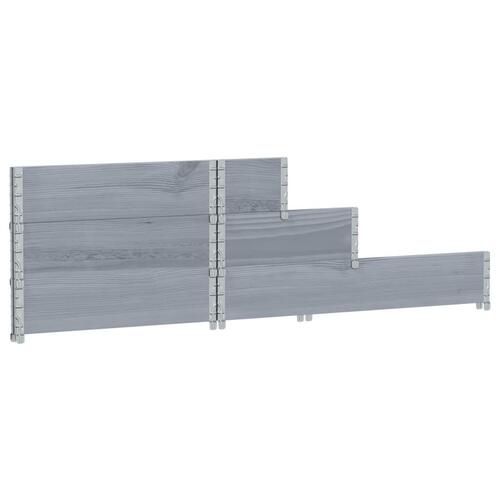 Højbed 120x80 cm 3 niveauer massivt fyrretræ grå