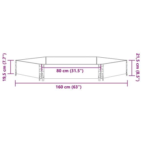Højbed 160x160 cm massivt fyrretræ sekskantet sort