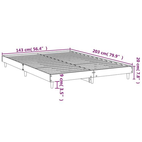 Sengestel 140x200 cm massivt træ sort