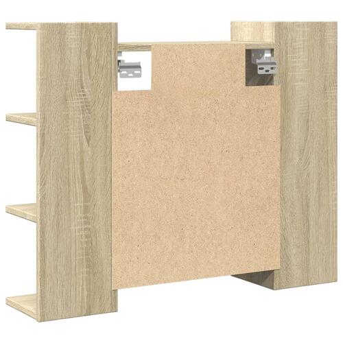 Badeværelsesskab med spejl 80x20,5x64 cm spånplade sonoma-eg