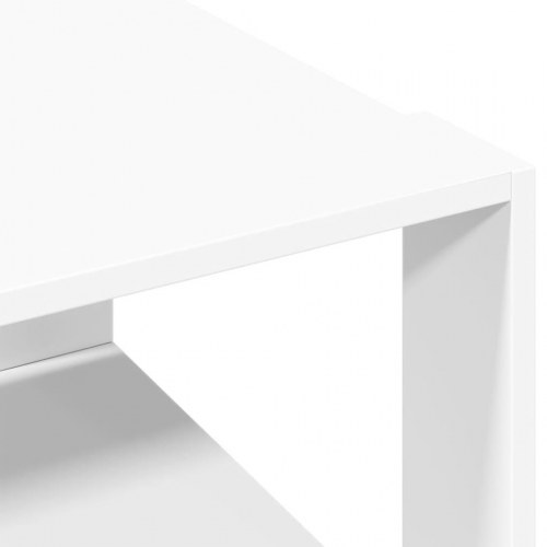 Sofabord i hvidt konstrueret træ - 51,5 × 51,5 × 30 cm med opbevaringshylde