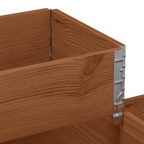 Højbed 120x80 cm 3 niveauer massivt fyrretræ brun