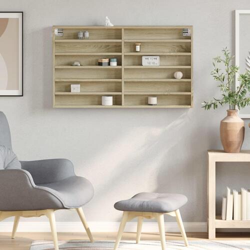 Vitrineskab 100x8,5x58 cm konstrueret træ sonoma-eg