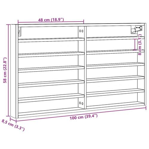 Vitrineskab 100x8,5x58 cm konstrueret træ sonoma-eg