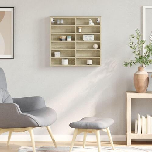 Vitrineskab 60x8,5x58 cm konstrueret træ sonoma-eg