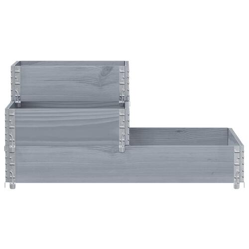 Højbed 120x80 cm 3 niveauer massivt fyrretræ grå