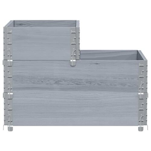 Højbed 120x80 cm 3 niveauer massivt fyrretræ grå