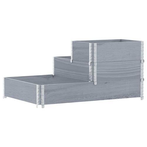 Højbed 120x80 cm 3 niveauer massivt fyrretræ grå
