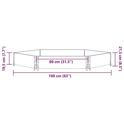 Højbed 160x160 cm massivt fyrretræ sekskantet
