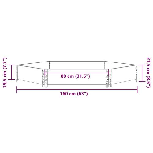 Højbed 160x160 cm massivt fyrretræ sekskantet brun