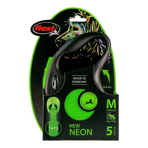 Hundesnor Flexi NEW NEON 5 m Størrelse S Grøn