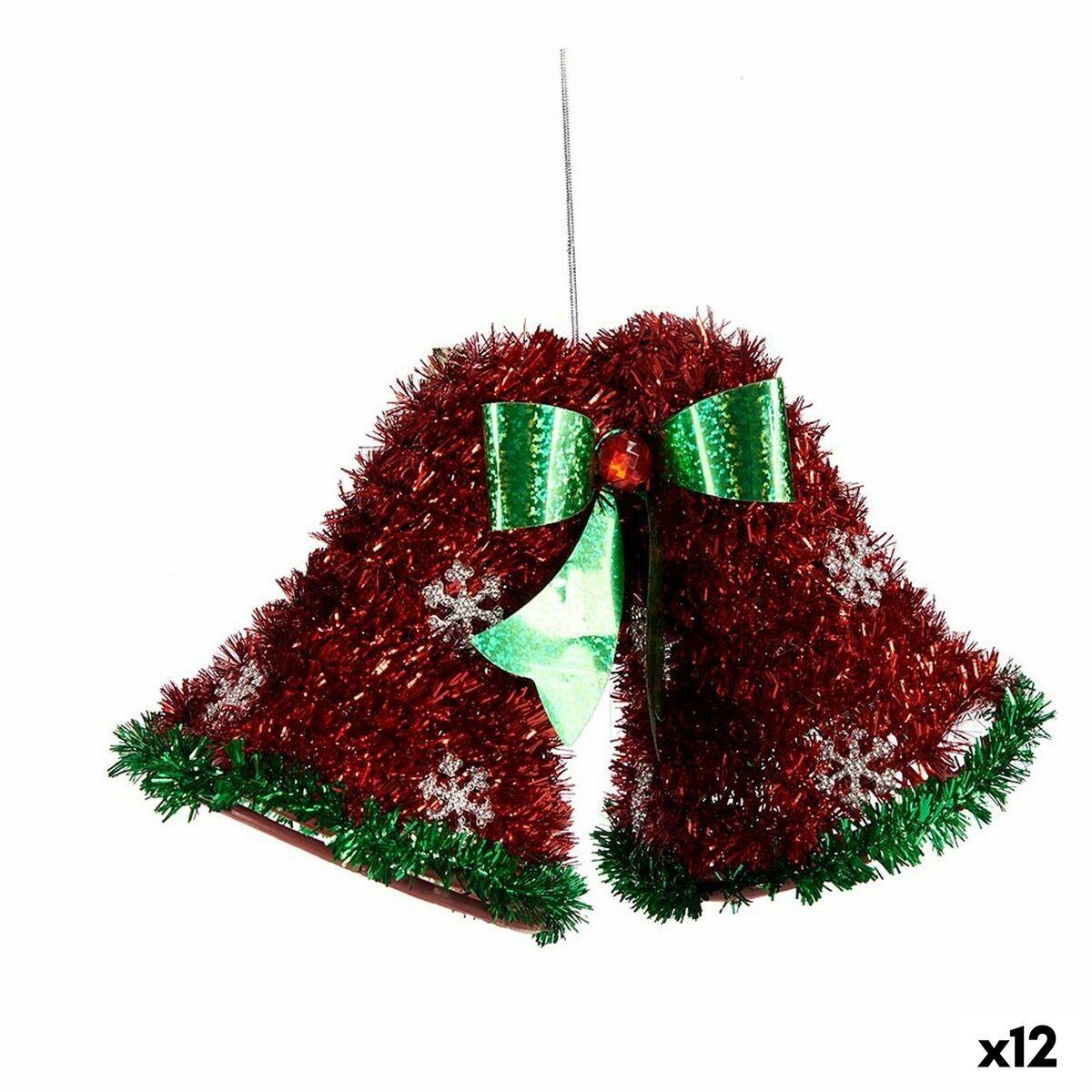 Julepynt Halskæde Hætter Lametta Rød Grøn 21 x 14 x 10 cm (12 enheder)