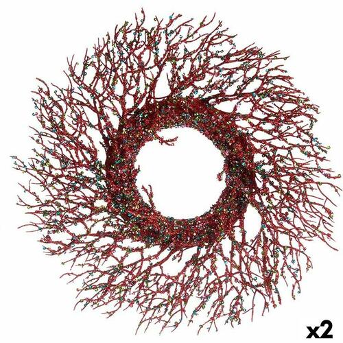 Adventskrans Gren Rød Plastik 50 x 10 x 50 cm (2 enheder)