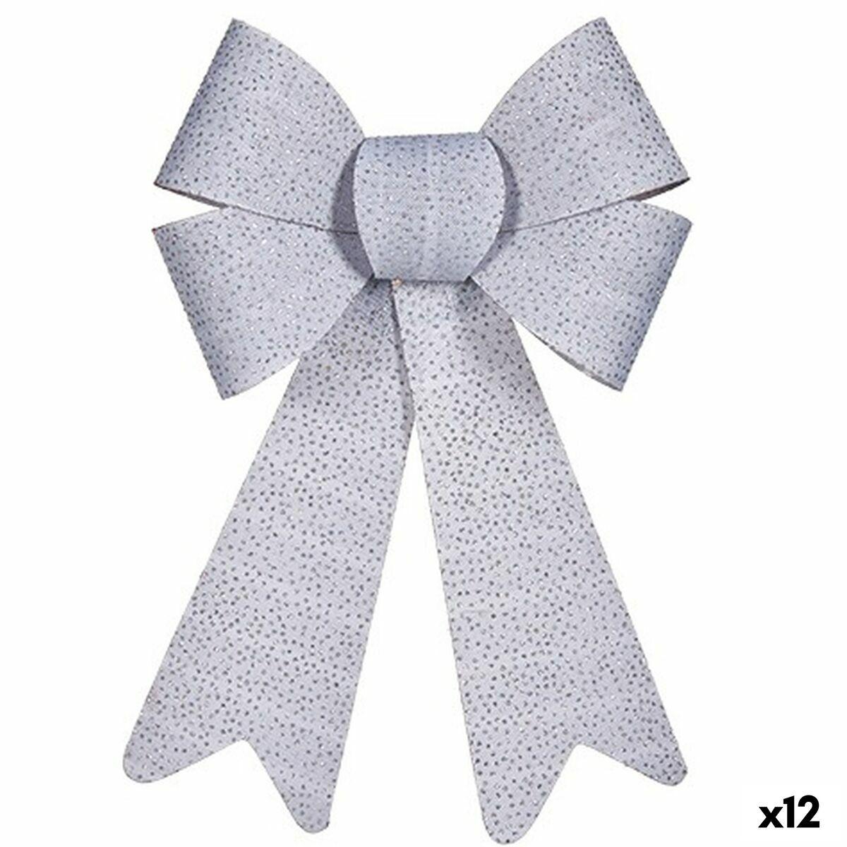 Julepynt sløjfe sølv - Krist+ Points, 16 × 24 × 4 cm (12 stk)