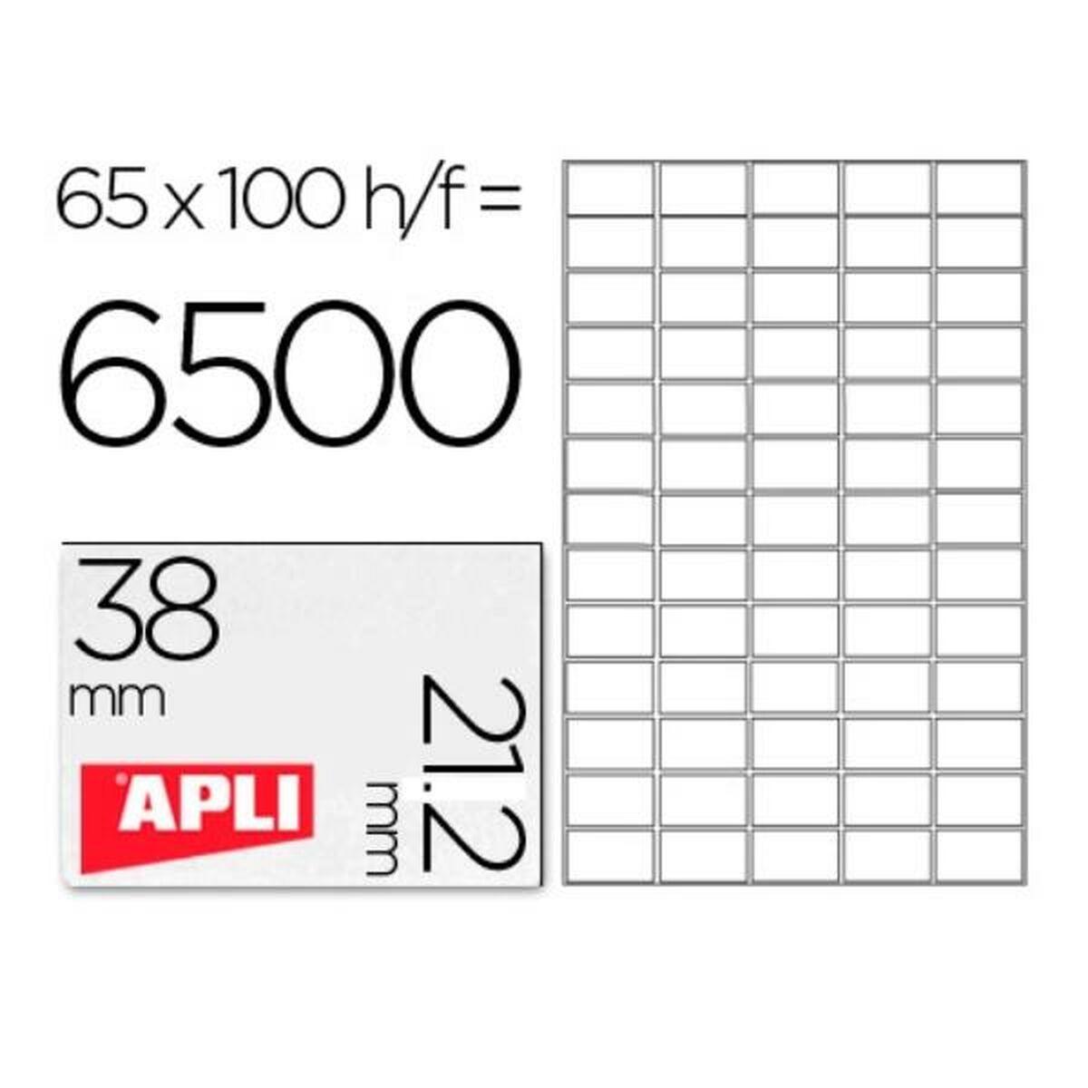 Selvklæbende etiketter Apli 1283 Hvid 100 Ark 38 x 21,2 mm