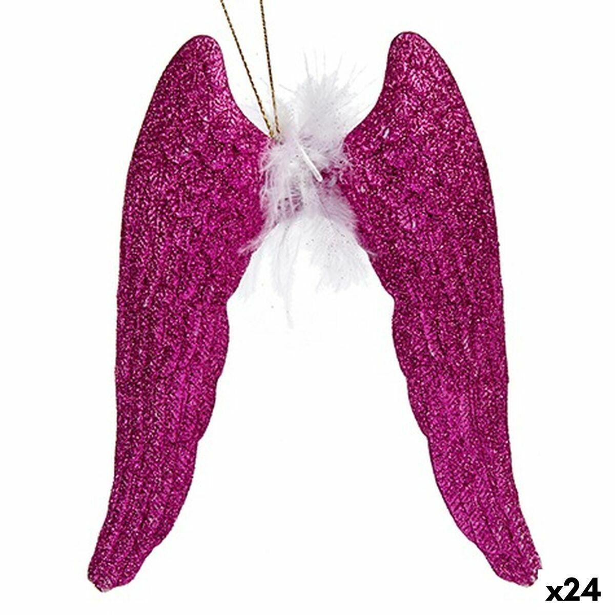 Julepynt englevinger fuchsia - Krist+ hængende dekoration, 12,5 × 15 × 2,5 cm (24 stk)