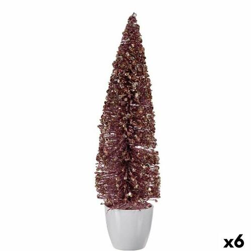 Dekorativ figur Juletræ Pink Plastik 10 x 38 x 10 cm (6 enheder)