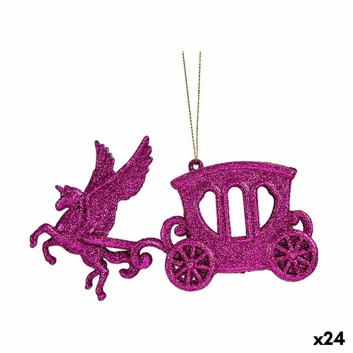 Julepynt hængende Krist+ - Magisk hestevogn, fuchsia, plastik, 15 × 8,5 × 4,5 cm (24 stk)
