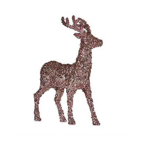 Dekorativ figur Julerensdyr Skinne Pink Gylden Plastik 15 x 45 x 30 cm (8 enheder)