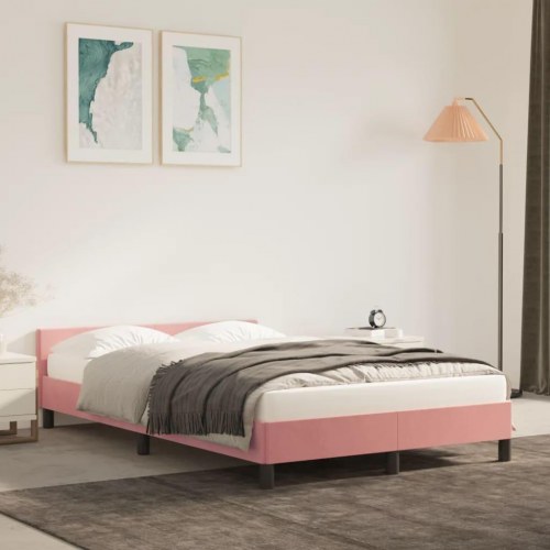 Sengeramme med hovedgærde i fløjl - pink 120×200 cm