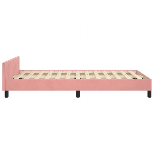 Sengeramme med hovedgærde i fløjl - pink 120×200 cm