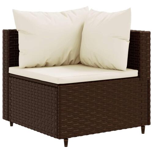 Loungesæt til haven 9 dele med hynder polyrattan brun