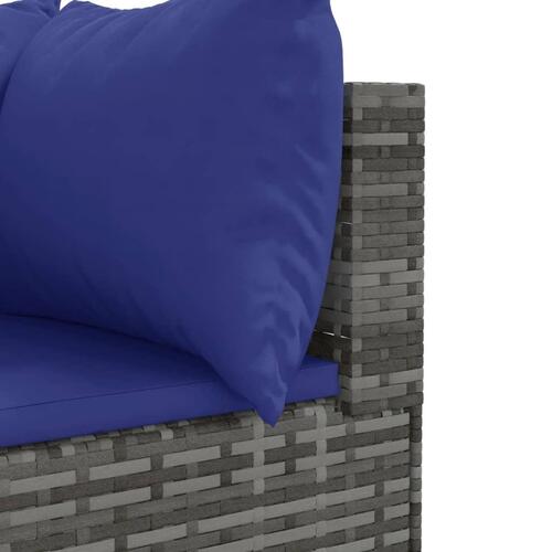 Loungesæt til haven 7 dele med hynder polyrattan grå