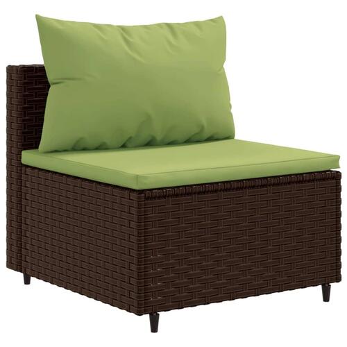 Loungesæt til haven 5 dele med hynder polyrattan brun