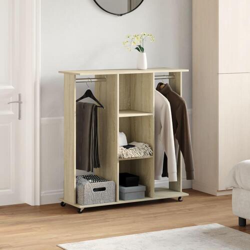 Klædeskab med hjul 102x38x110 cm konstrueret træ sonoma-eg