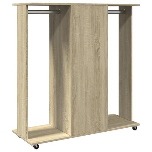 Klædeskab med hjul 102x38x110 cm konstrueret træ sonoma-eg