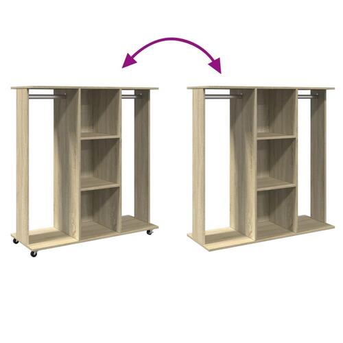 Klædeskab med hjul 102x38x110 cm konstrueret træ sonoma-eg