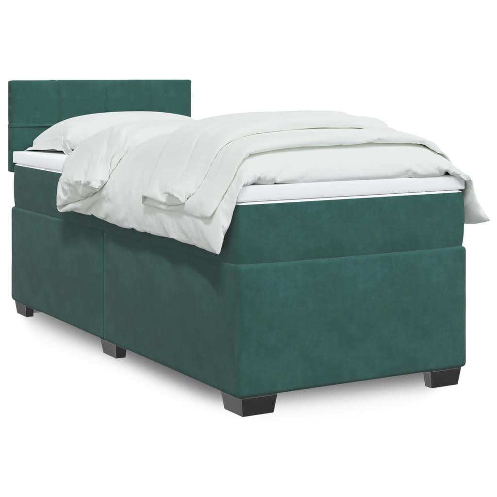 Kontinentalseng med madras 90x190 cm fløjl mørkegrøn billede