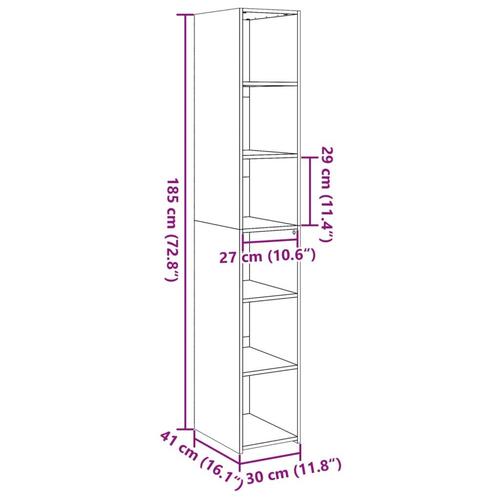 Reol 30x41x185 cm konstrueret træ hvid