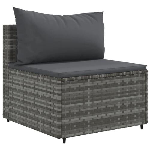 Loungesæt til haven 4 dele med hynder polyrattan grå