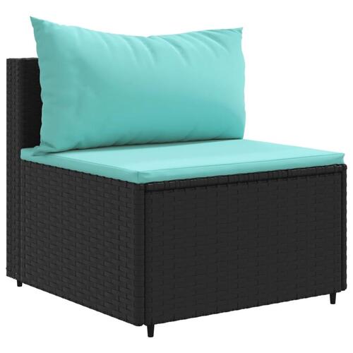 Loungesæt til haven 6 dele med hynder polyrattan sort