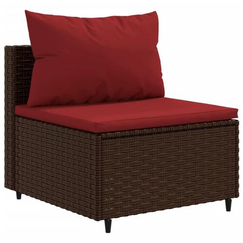 Loungesæt til haven 6 dele med hynder polyrattan brun
